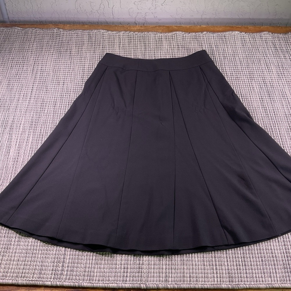 Talbots Black Stretch Pleated A-Line Skirt Womens 4 Career Professional Solid